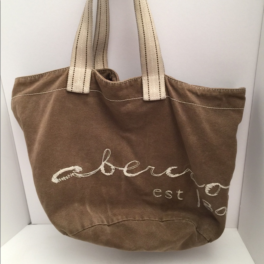 Abercrombie vintage beach tote bag brown signature